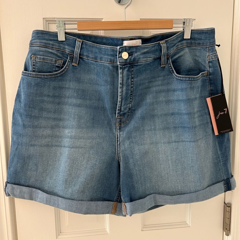 NWT Jen7 by 7 for All Mankind Denim Mid Roll Shorts w/‎ Sculpting Panel Size 18